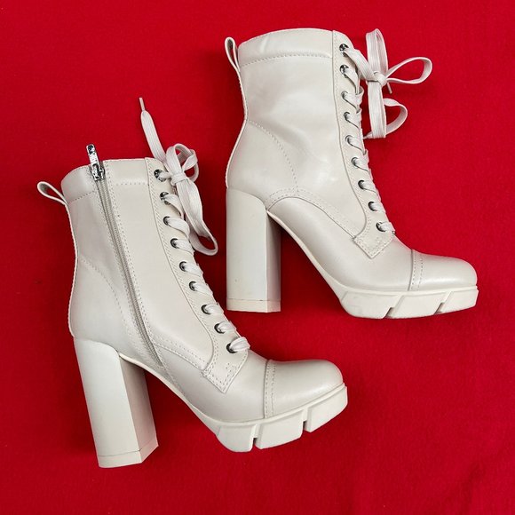 Nine West Shoes - NWT Nine West Off White Leather combat ankle boots